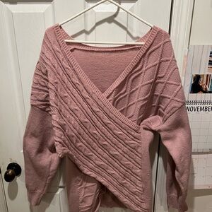 SHEIN Dusty Pink V-Neck Sweater